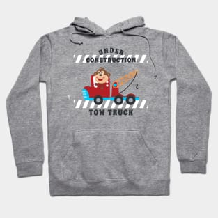 Vector illustration of contruction vehicle with cute litle animal driver. Hoodie